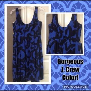 J. Crew Dress Vintage Retro Cut Sleeveless Blue Black Belted Sz 2 Scoop Neck